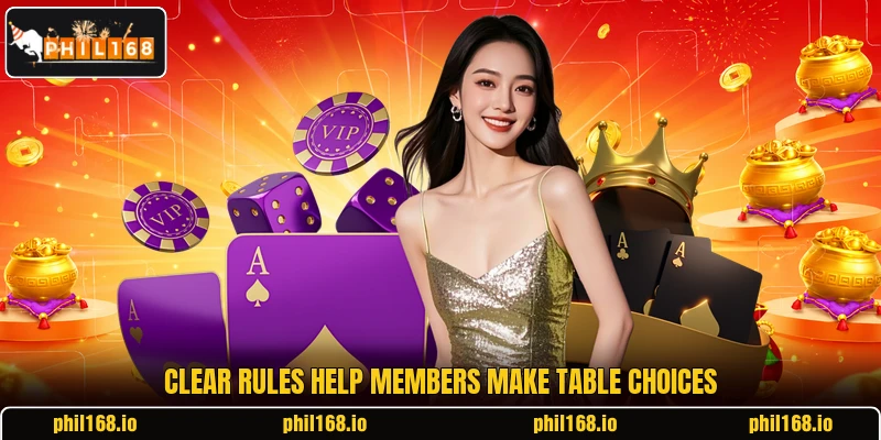 Clear rules help members make table choices