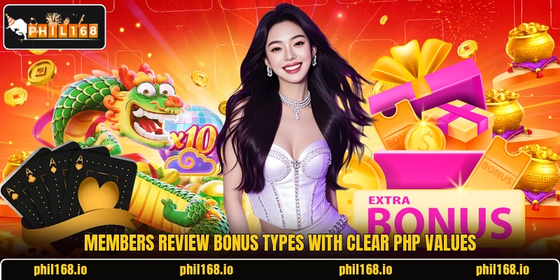 Members review bonus types with clear PHP values