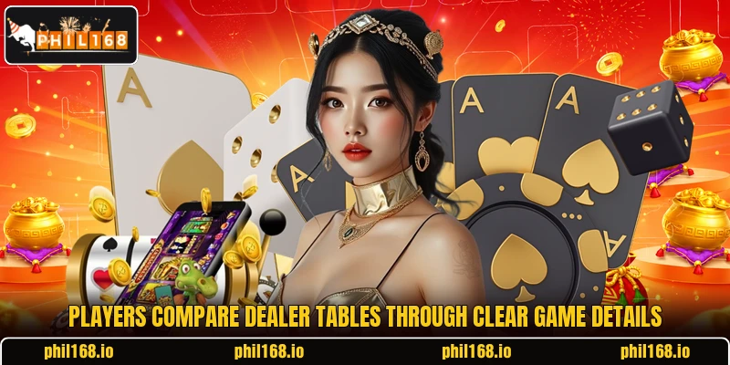 Players compare dealer tables through clear game details Players compare dealer tables through clear game details