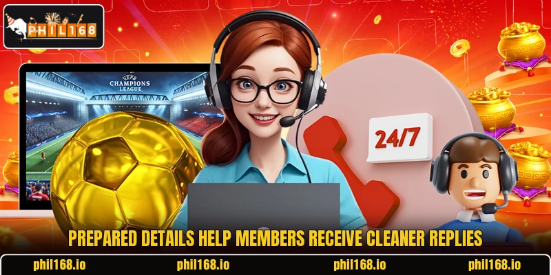 Prepared details help members receive cleaner replies Prepared details help members receive cleaner replies