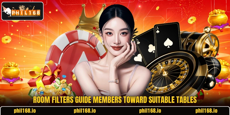 Room filters guide members toward suitable tables