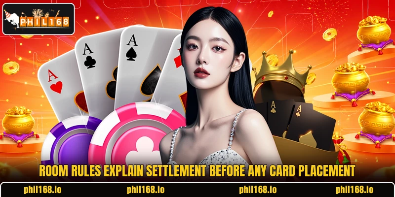 Room rules explain settlement before any card placement