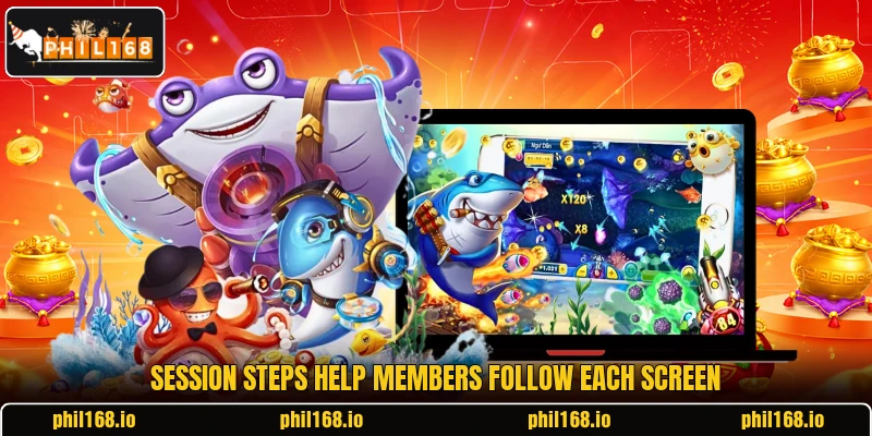 Session steps help members follow each screen